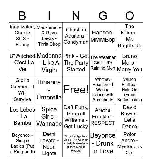 Gills Epic Hen Party  Bingo Card