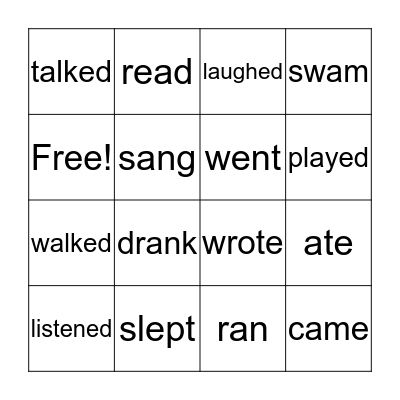 Past Tense Verbs- ESL Library Bingo Card