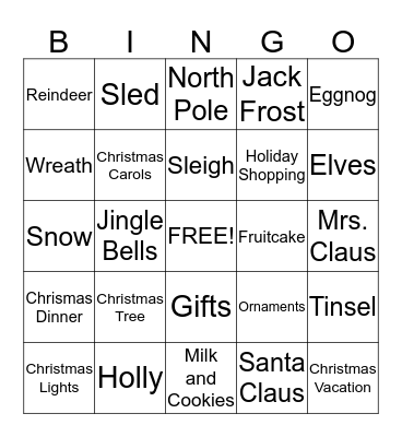 Christmas Bingo Card