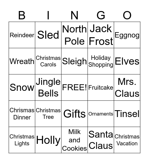 Christmas Bingo Card