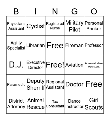 Career Day  Bingo Card