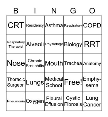 Respiratory System Bingo Card