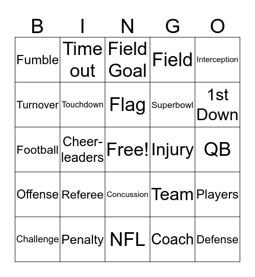 Football  Bingo Card