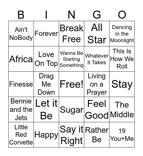 Music Bingo Card