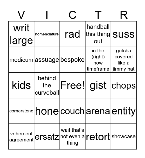 10 Years of Vic Bingo Card