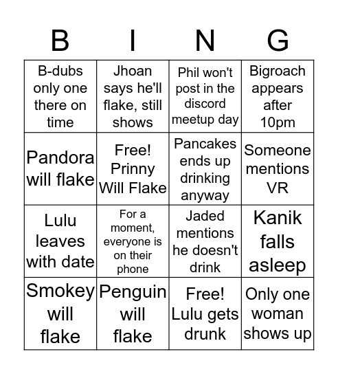 NYC Era Meetup Bingo Card