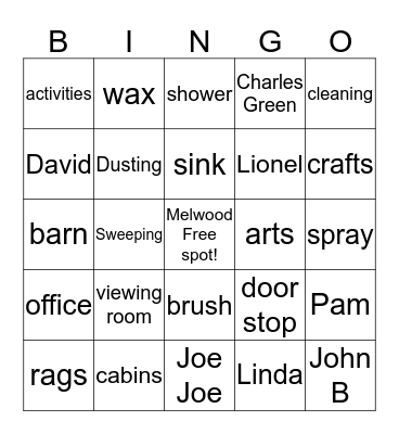 Melwood Custodial Bingo  Bingo Card