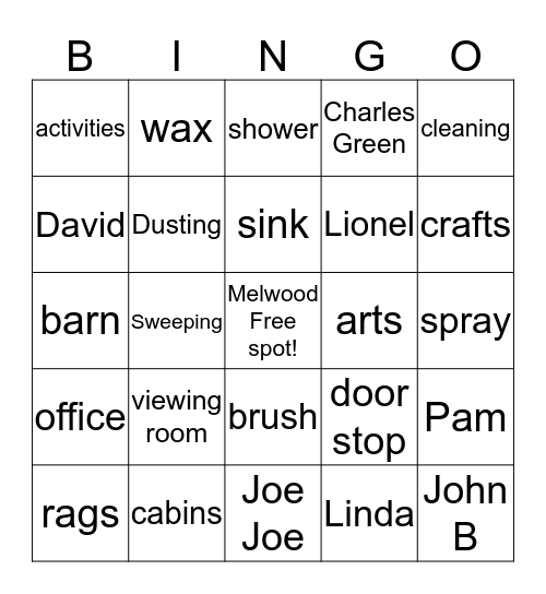 Melwood Custodial Bingo  Bingo Card