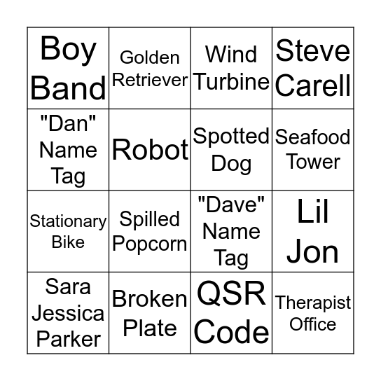 Esape Bingo Card