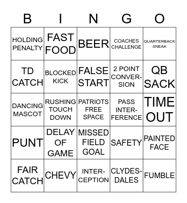 SUPERBOWL BINGO Card