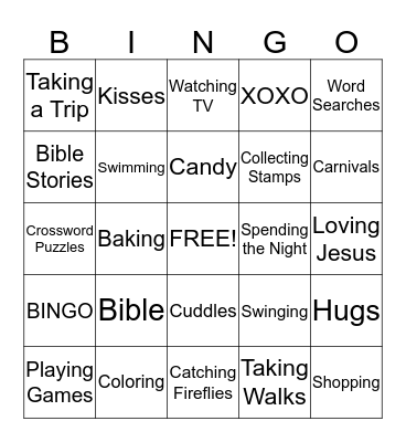 Grandparent's Day Bingo Card