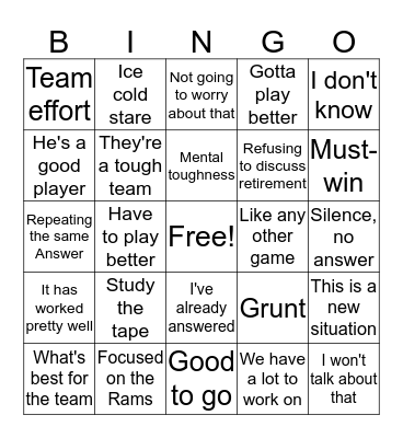 Belichick Bingo Card