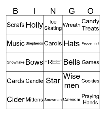 Holiday Bingo Card