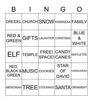 Holiday Bingo Card