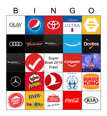 Super Bowl 2019 Bingo Card