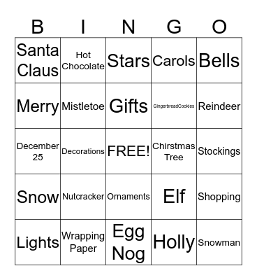 Christmas Bingo Card