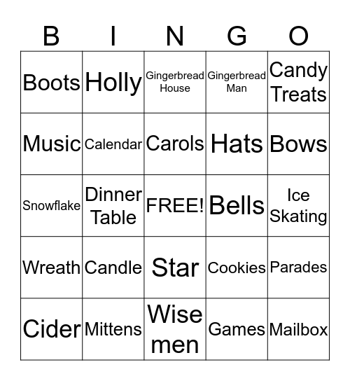 Holiday Bingo Card