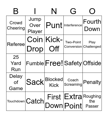 Super Bowl Bingo 2019 Bingo Card
