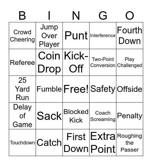 Super Bowl Bingo 2019 Bingo Card