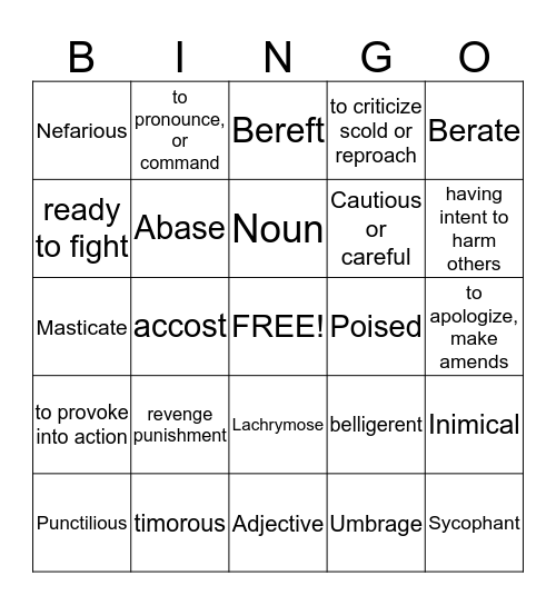 The Adventures of Carlito Bingo Card