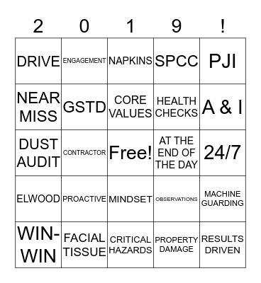 2019 EHS CONFERENCE Bingo Card