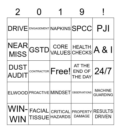 2019 EHS CONFERENCE Bingo Card