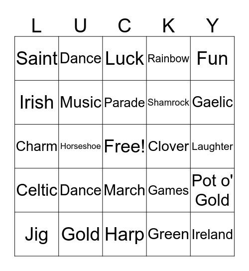 St. Patrick's Day Bingo Card