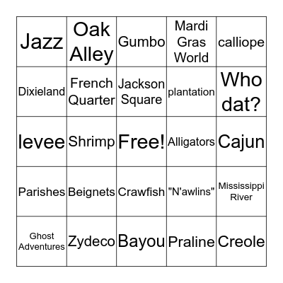 NOLA Bingo Card