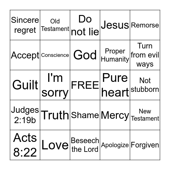 Lesson BINGO Card