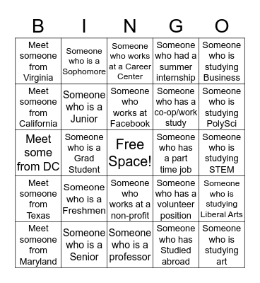 Networking BINGO Card