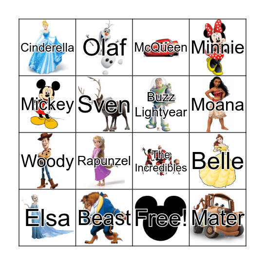 Disney Bingo Card