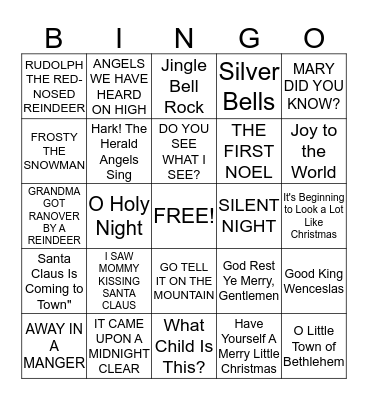 CHRISTMAS SONGS Bingo Card