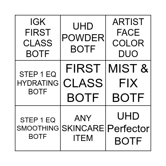 MAKE UP FOR EVER + IGK TAKEOVER Bingo Card