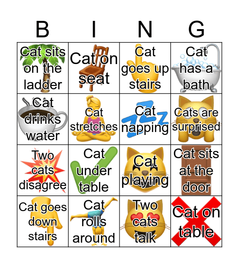 Cat Cafe Bingo Card
