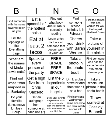 Wise Sons Party Bingo Card