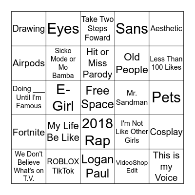 TikTok Bingo Card