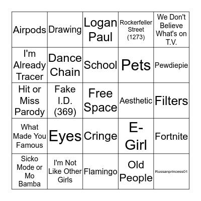 TikTok Bingo Card