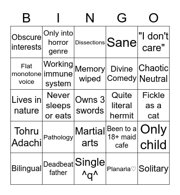 Shiki Culture Bingo Card