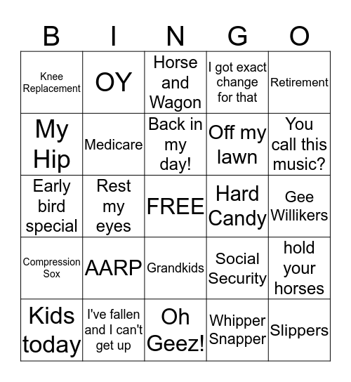 OLD LADY PARTY Bingo Card