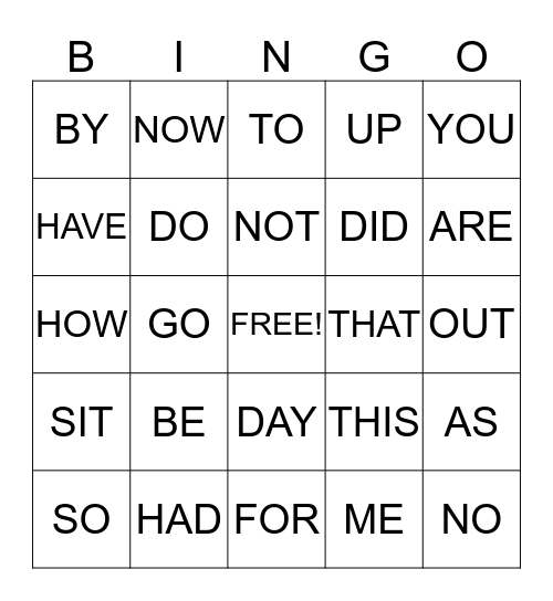 AR WIGHT WORD  Bingo Card