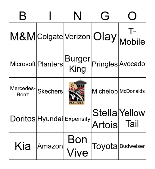 Super Bowl Commercial Bingo Card