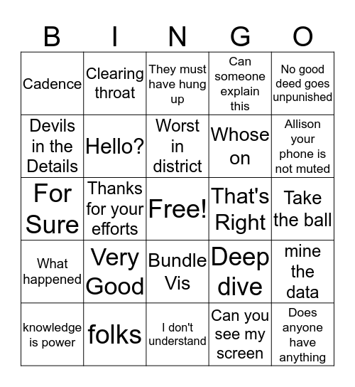 Telecon fun Bingo Card