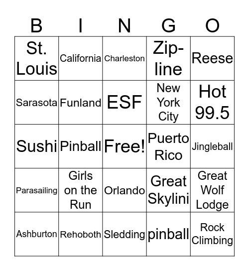 Skyler Bingo Card