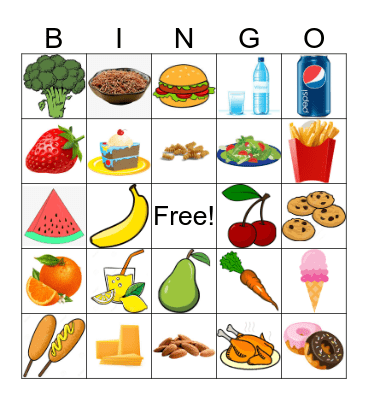 Food Guide Bingo Card