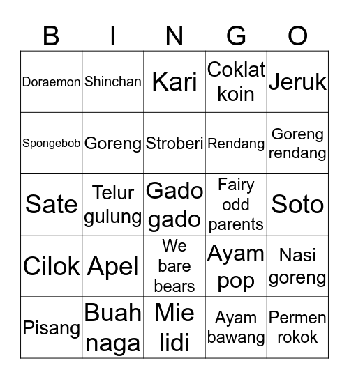 Punya Seolhyun Bingo Card