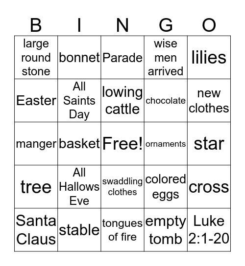 Holiday Bingo Card
