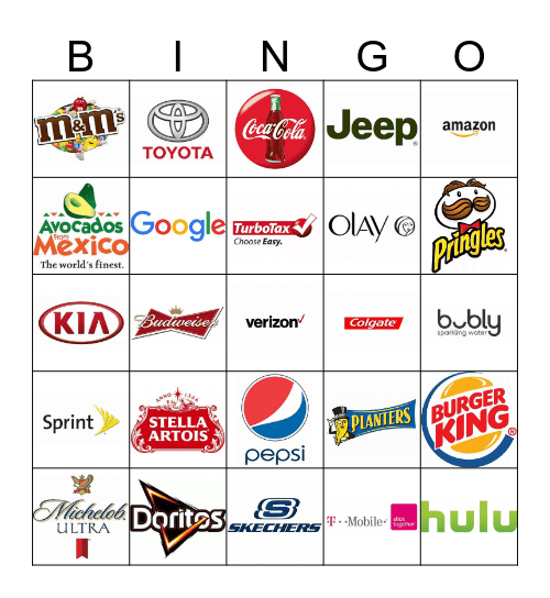 Superbowl 2019 Bingo Card