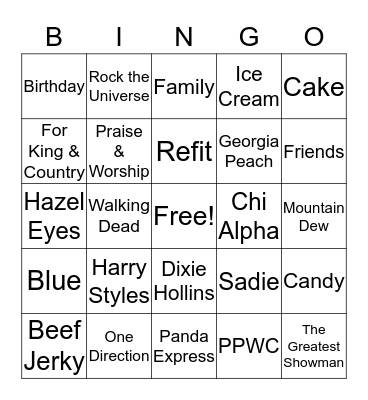 Genna's Sweet 16! Bingo Card