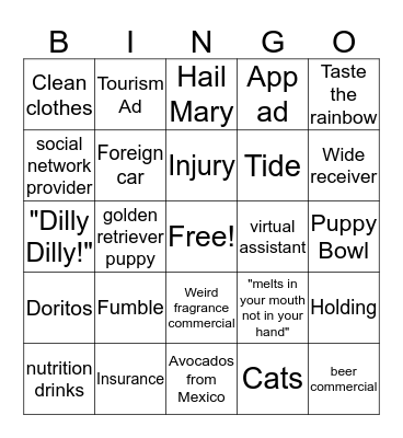 Super Bowl Bingo 2k19 Bingo Card