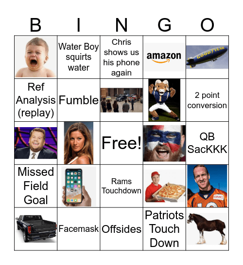 Super Bowl 2019 Bingo Card